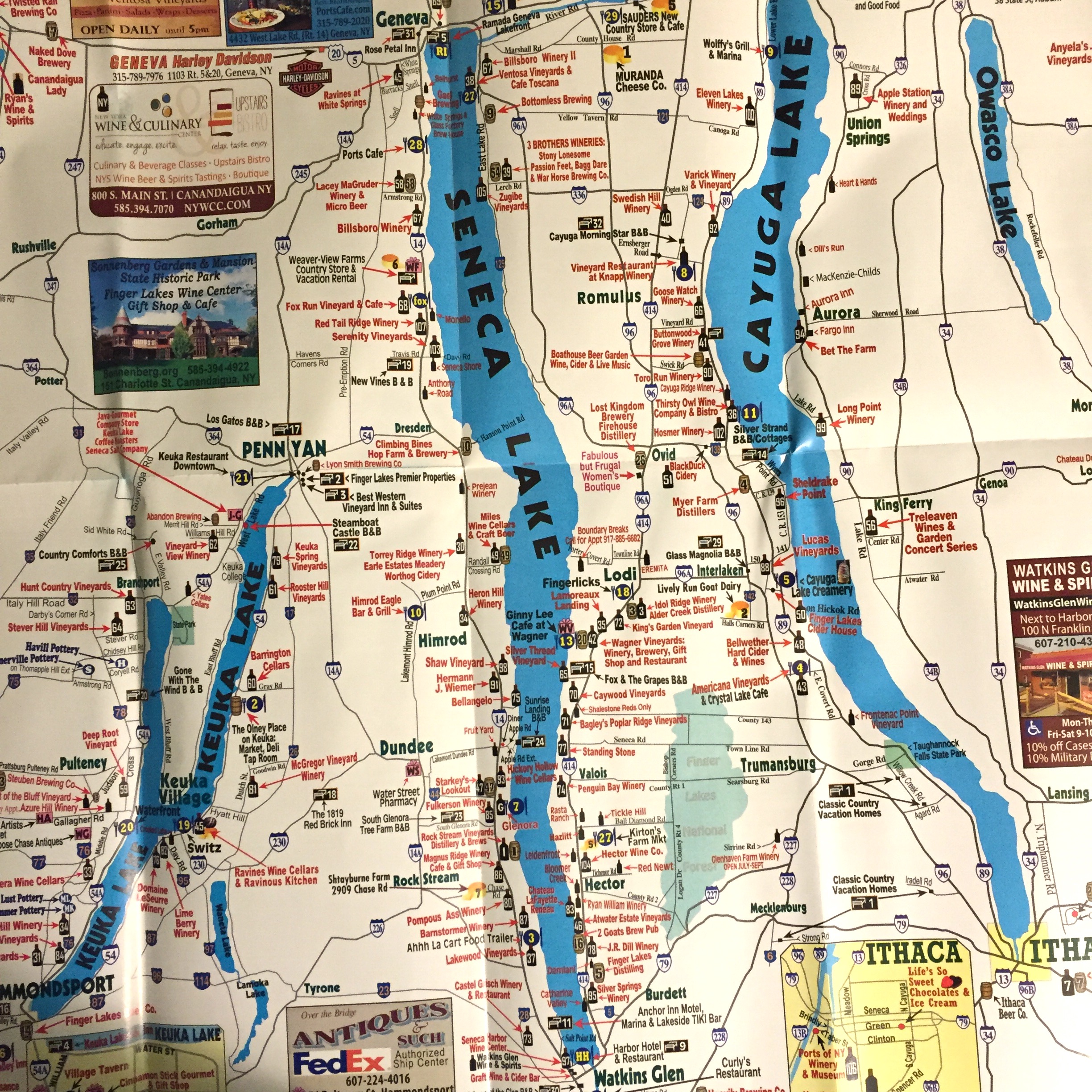 Printable Seneca Lake Wineries And Breweries Map